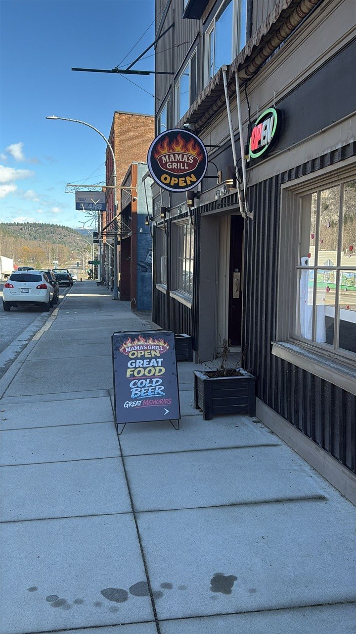 MaMa's Grill storefront on Copper Avenue, Greenwood BC